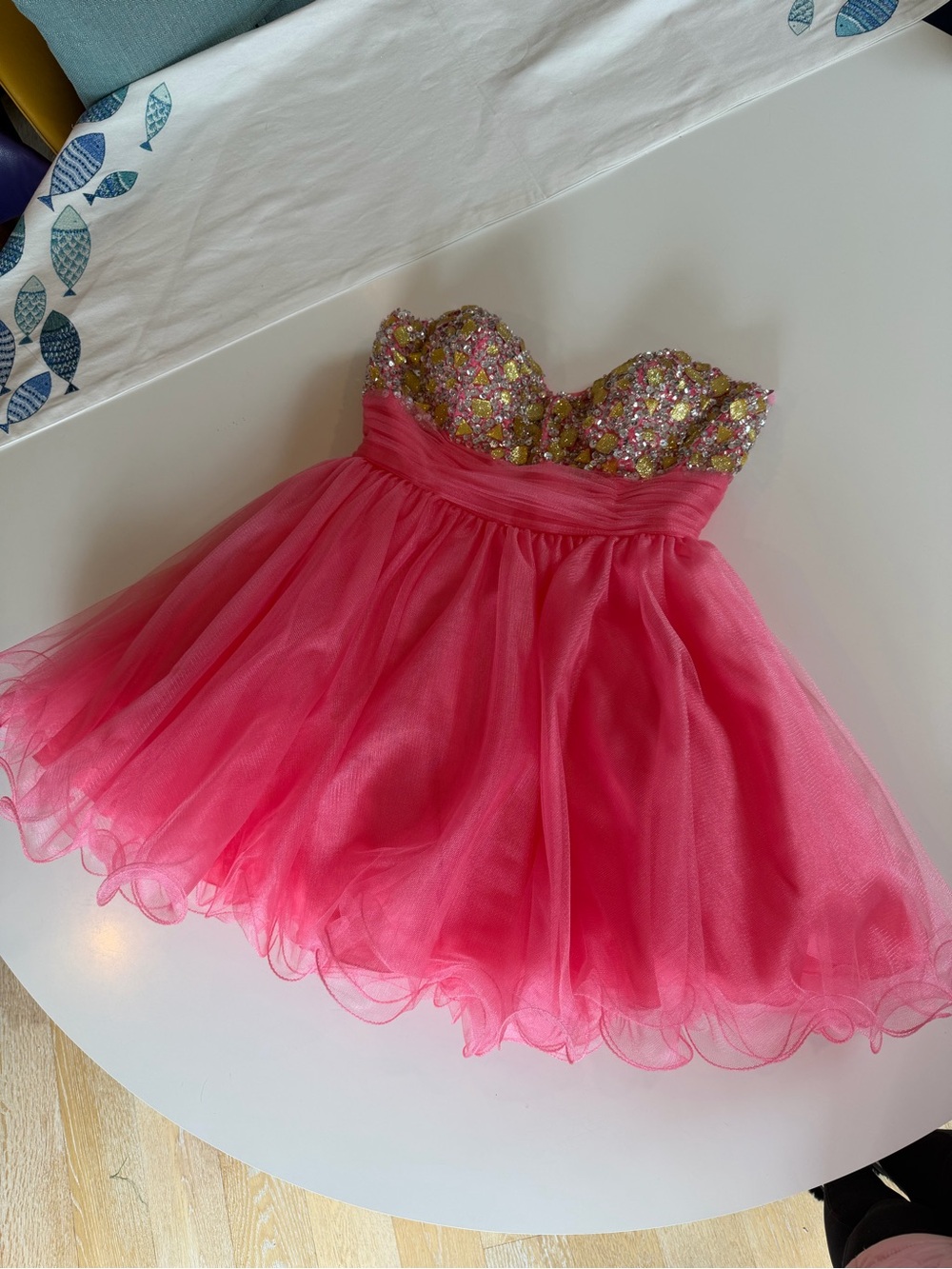 Couture Hand-Beaded Coral Gown